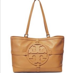 Tory Burch Holly Logo Tan Leather Tote